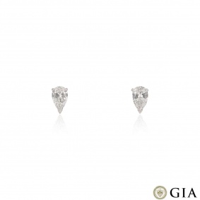 White Gold Pear Cut Diamond Earrings 2.38ct TDW
